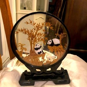 Vintage 3D Panda Bear Scenic Shadow Box Diorama